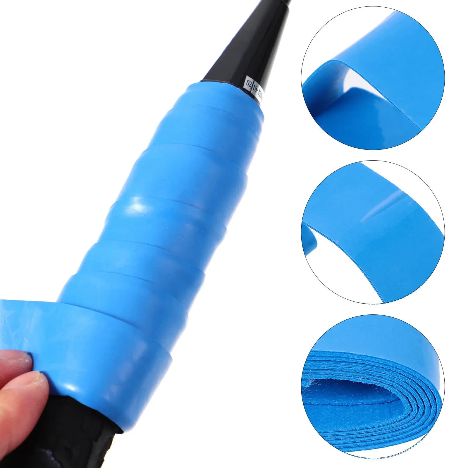 2 Rotoli di Nastro Adesivo da 1,1m per Racchette da Tennis, Badminton e Squash, Antiscivolo, Migliora il Controllo, Assorbe il Sudore, per Canne da Pesca