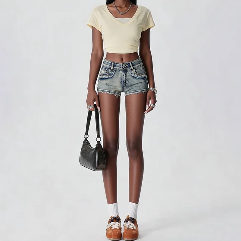Pantaloncini di Jeans Estivi da Donna, Design Slim Fit, Vendita Calda, Vita Bassa, Shorts Casual alla Moda per Ragazze