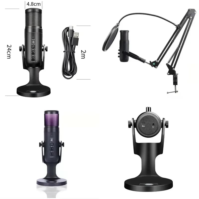 Factory Direct Studio Wireless Usb Condenser Microphone Noise Cancelling Kit Recording Professional Desktop Microphone