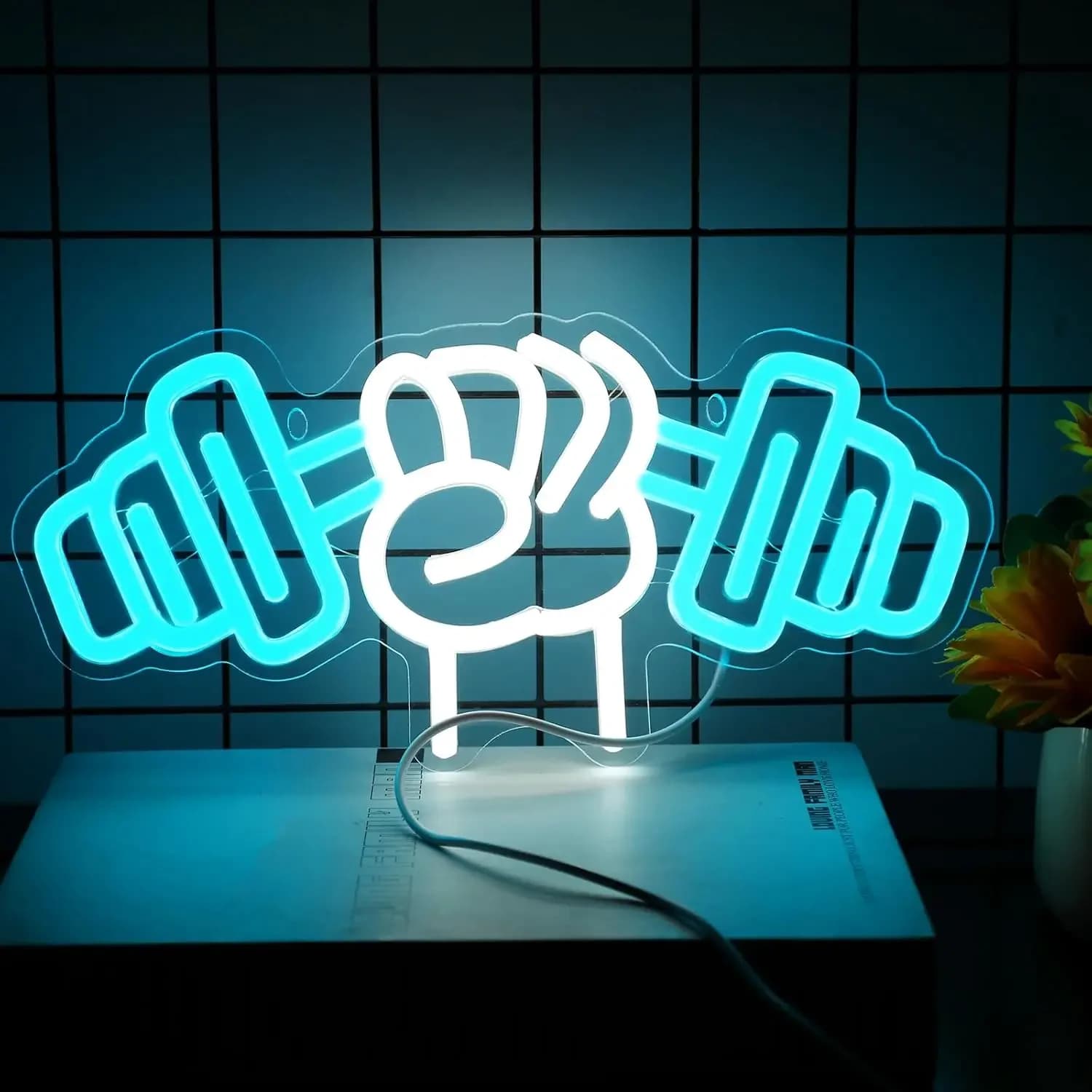 Dumbbell Neon Sign LED Neon Sign Wall Decor for Bedroom Game Room Gym Man Cave Sports Gift for Fitness Lover Men Women Usb Power