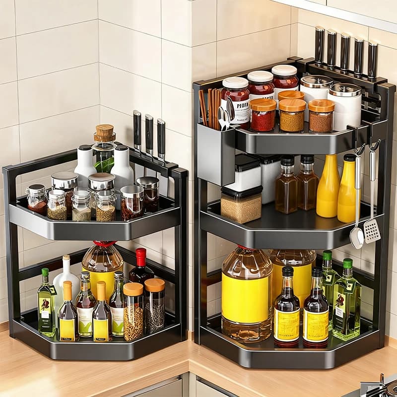 3/2/1 Strati Cucina Rack di Stoccaggio Condimento Bottiglia di Spezie Scaffale Controsoffitto Angolo Stand Salvaspazio Bacchette Titolare organizzatore