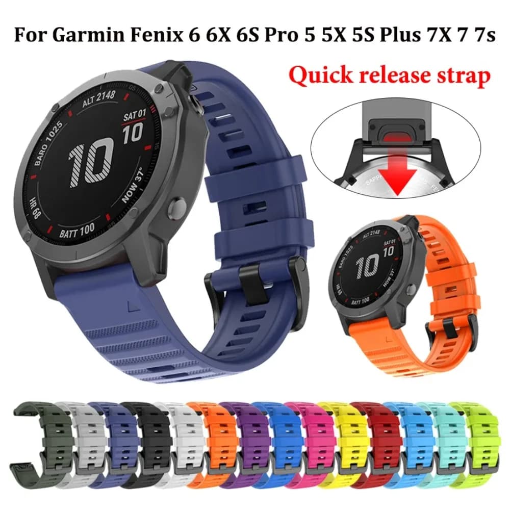22mm 26mm cinturino in silicone intelligente per Garmin Fenix 6 6S 6X 7X 7 Pro 5 5X 5S 3HR 955 cinturino Quick Fit Fenix7X Fenix7 cinturino