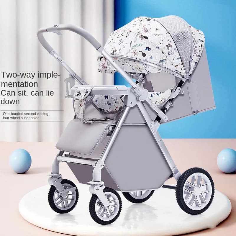 Passeggino Reversibile per Neonati, Utilizzabile in Posizione Seduta o Sdraiata, per Bambini da 0 a 3 Anni, Leggero e Pieghevole, Rotazione a 360° ° Passeggino con Sterzo