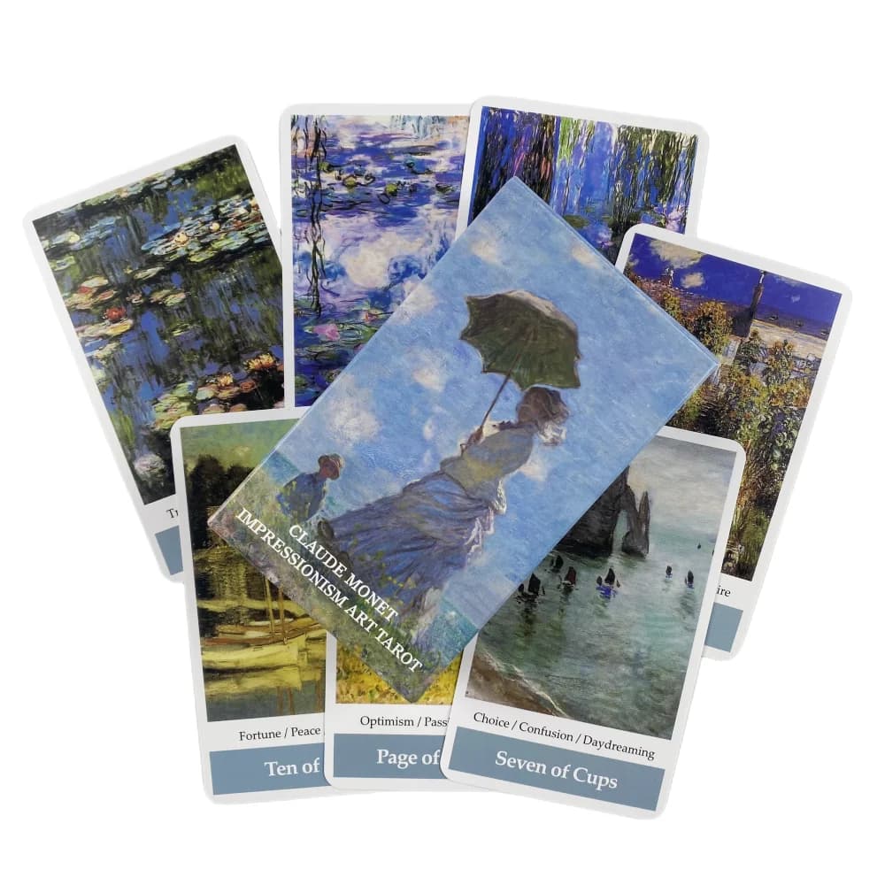 Claude Monet Impressionismo Arte Tarocchi Carte Divinazione Mazzo Versione inglese Edizione Oracle Gioco da tavolo INCHIOSTRO Gioco da tavolo per la festa