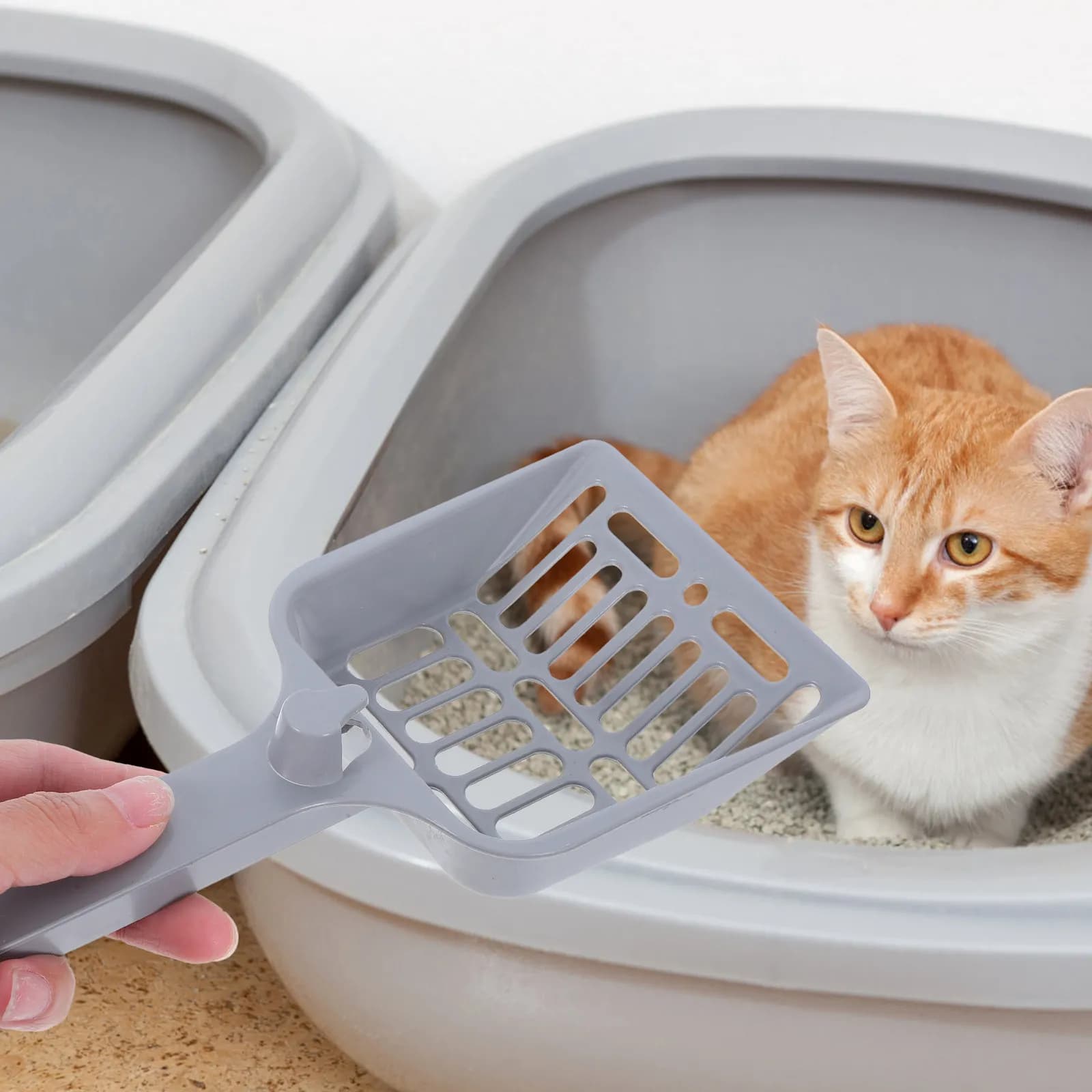 Extra Large Cat Litter Scoop with Wide Mesh Head Deep Shovel for Fast Cleaning Heavy Duty Reusable Litter Box Scooper for Cats