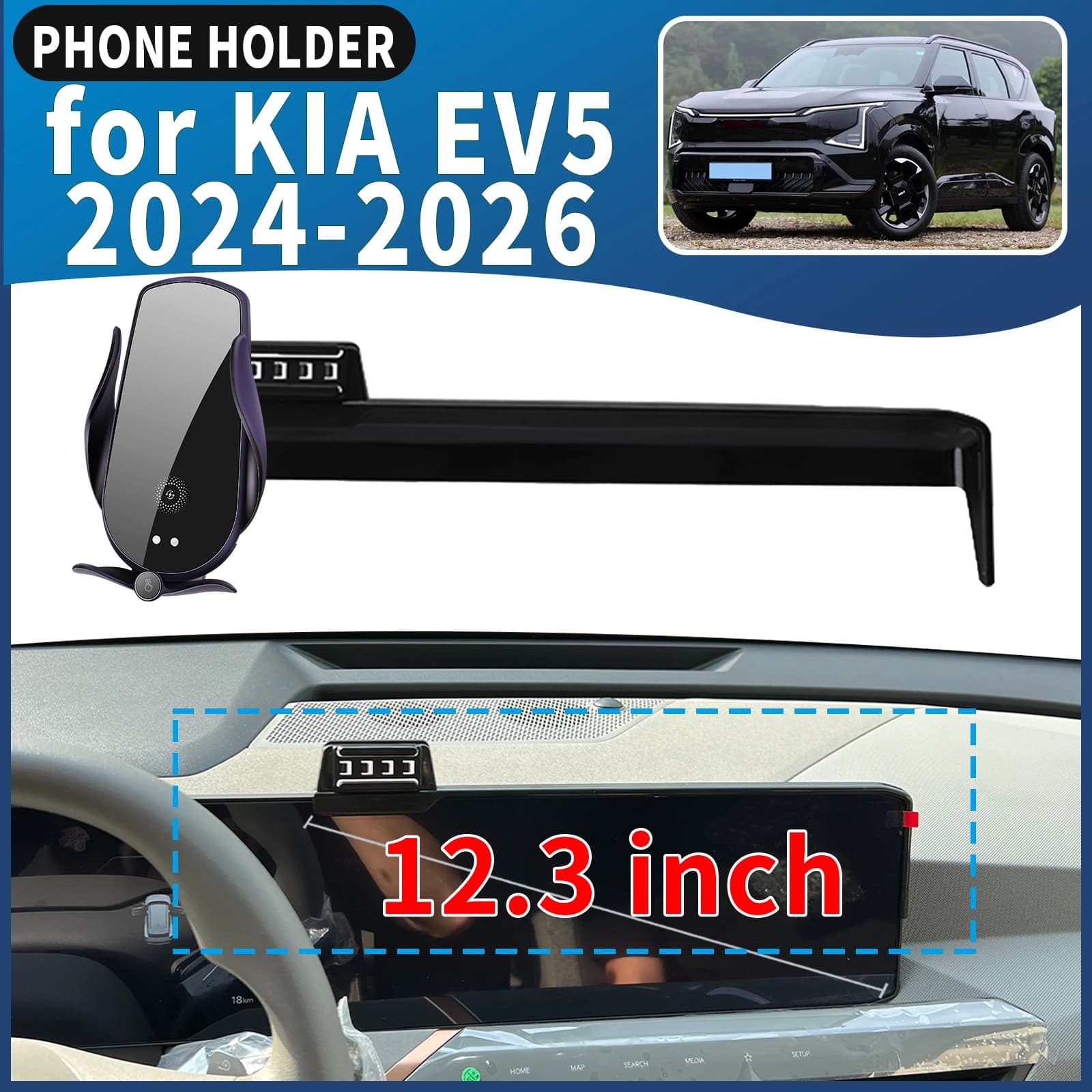 Supporto per Telefono Auto Specifico per KIA EV5 2024 2025 2026, Navigazione GPS, Facile Installazione, Accessori