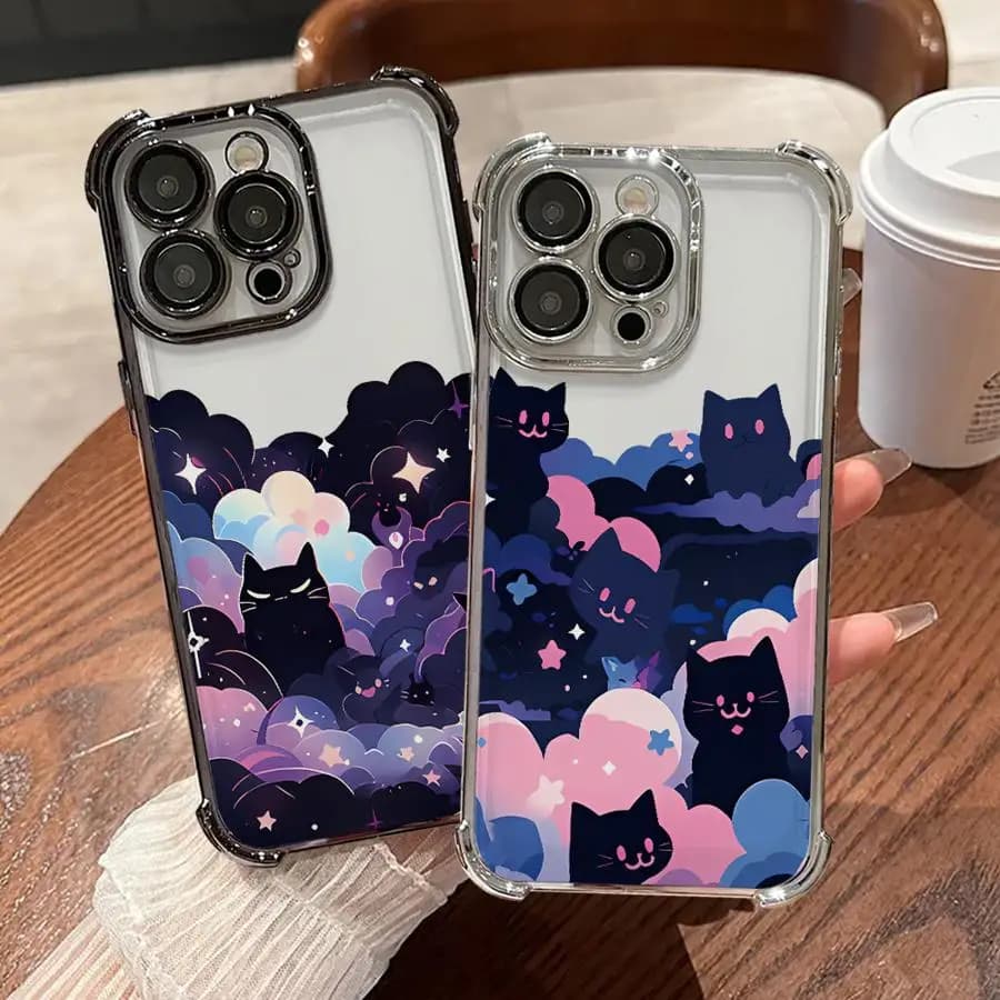 Cover per telefono Cat Starry Night per Apple iPhone 17 Pro Max 16e 11 13 12 Plus 16 Pro 15 Air 14