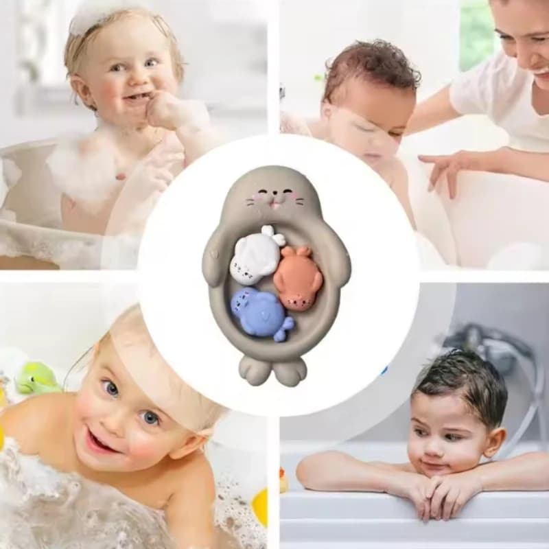 Giocattoli da bagno senza stampo 4 pezzi Giocattolo per la doccia per il lavaggio del bambino Attività di apprendimento educativa precoce a forma di animale per ragazzi e ragazze in età prescolare