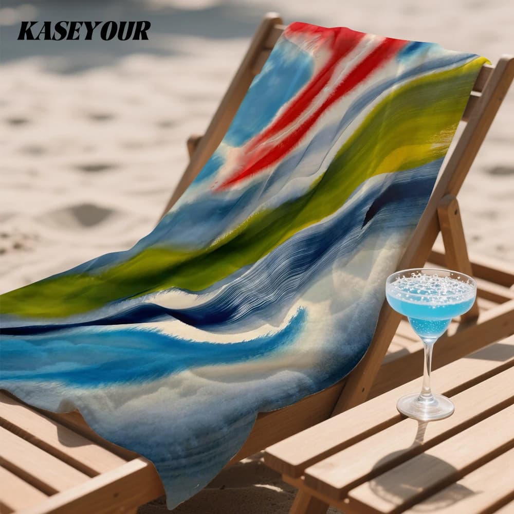 Watercolor Swirl Art Compact Travel Beach Towel Super Absorbent Sand Resistant, Microfiber for Swimming Camping Yoga