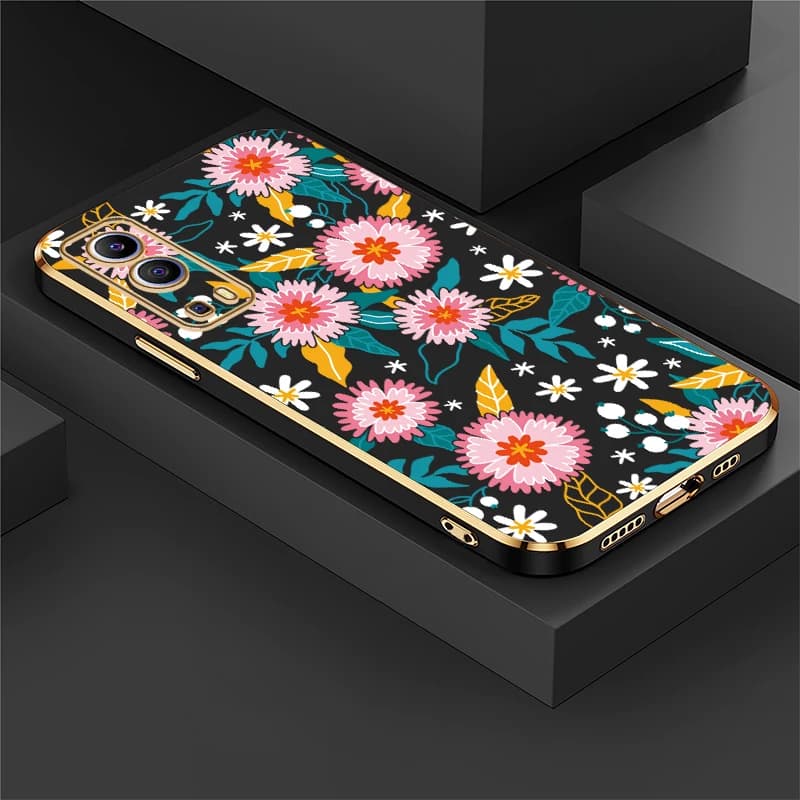 Custodia per telefono in TPU con placcatura di lusso per Vivo IQOO U5X U1X Neo Z3 Z7 Painting Flower Floral Silicone Soft Shockproof Anti-Drop Capa