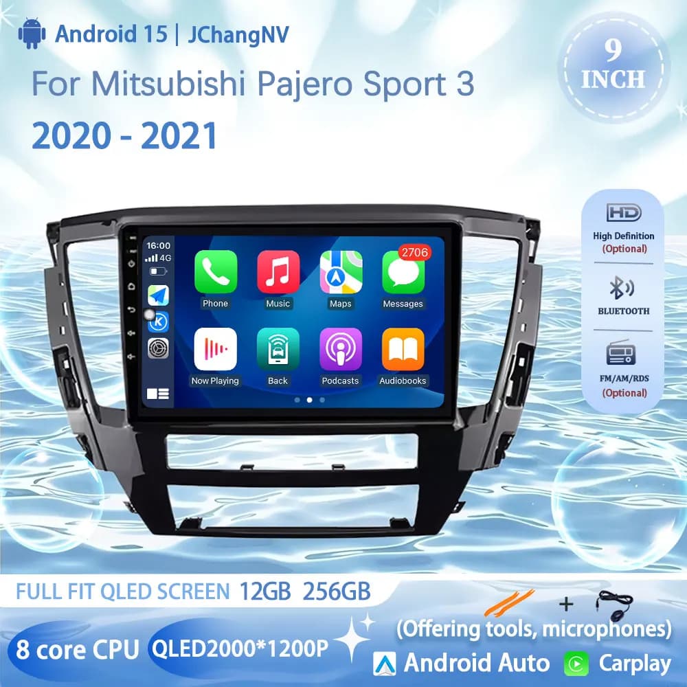 9 “Per Mitsubishi Pajero Sport 3 2020 - 2021 4G Android 15 Carplay Auto Autoradio di Navigazione GPS Lettore Video Multimediale DSP