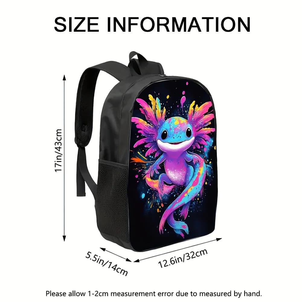 1 piece Vivid Axon Art backpack - Large capacity, adjustable shoulder strap, washable zipper closure, lightweight polyester lining