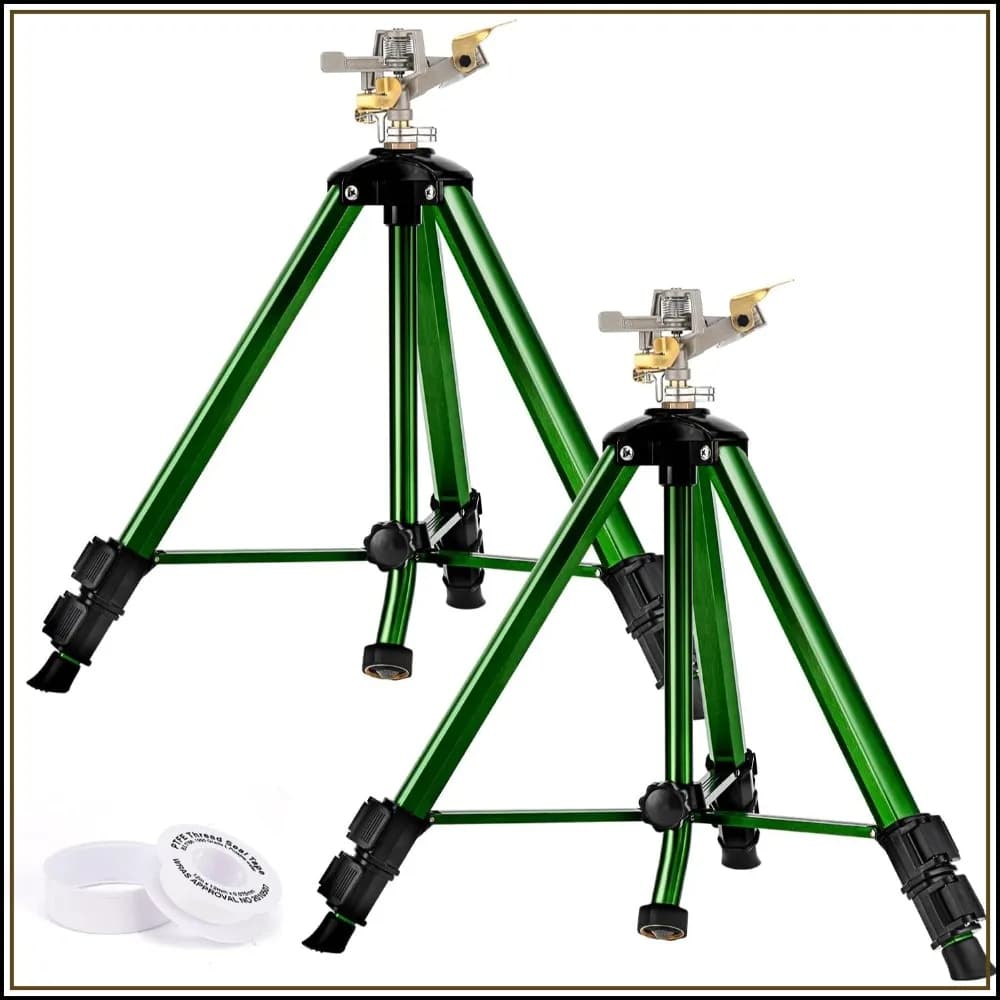 Keten Impact Sprinkler on Tripod Base, 2 Pack Lawn Sprinklers with 360° Coverage, Heavy Duty for Yard/Garden
