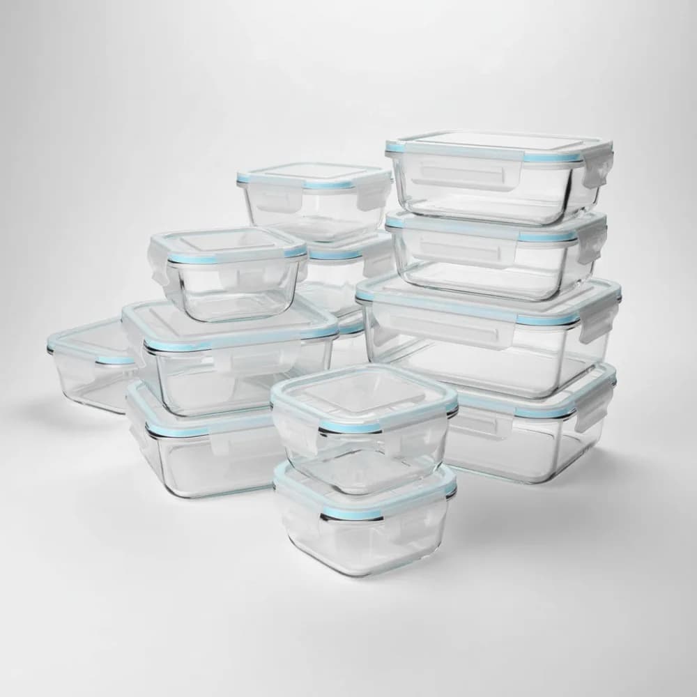 Set di contenitori per alimenti in vetro da 18 pezzi con coperchi, senza BPA e a prova di perdite, preparazione dei pasti sicura per microonde e forno