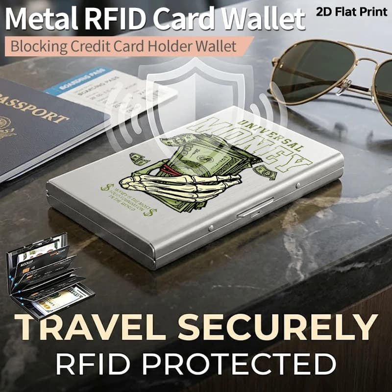 Portacarte in metallo Jin Gui Skeleton Hand RFID, protettore per carte di credito ultrasottile antifurto, apertura laterale, portafoglio in metallo opaco M
