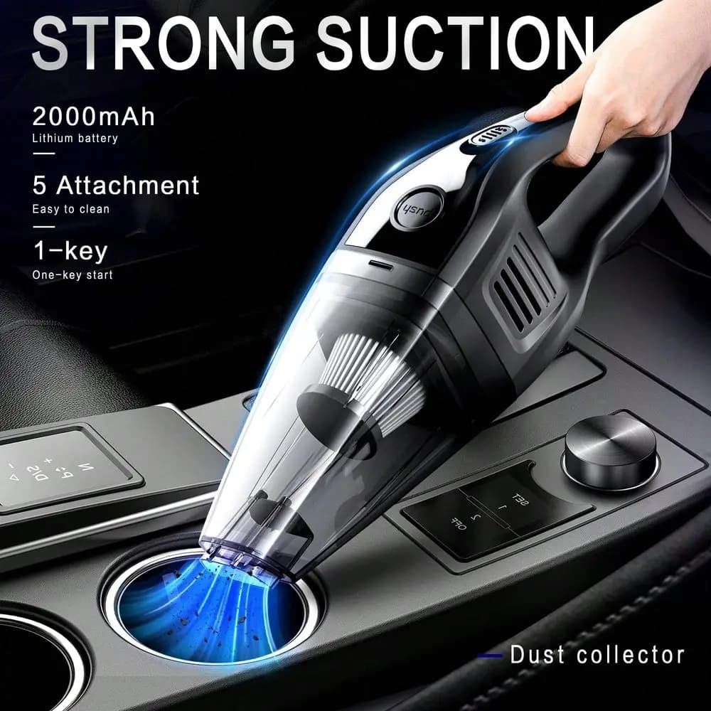 Aspirapolvere portatile per casa e auto, aspirapolvere portatile ricaricabile tramite USB con potente aspirazione e accessori multipli, Suita