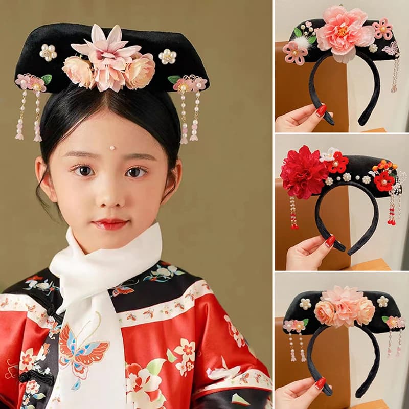 New Flower Chinese Style Headwear Tassel Pearl Ancient Style Headband Princess Hair Hoop Hanfu Headdress Hanfu Hair Clip Women