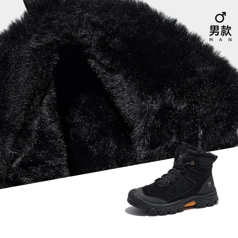 GOLDEN CAMEL Men's High-top Boots Plus Velvet Warm Snow Boot Wear-resistant Outdoor Casual Sport Hiking Shoes for Men Winter New
