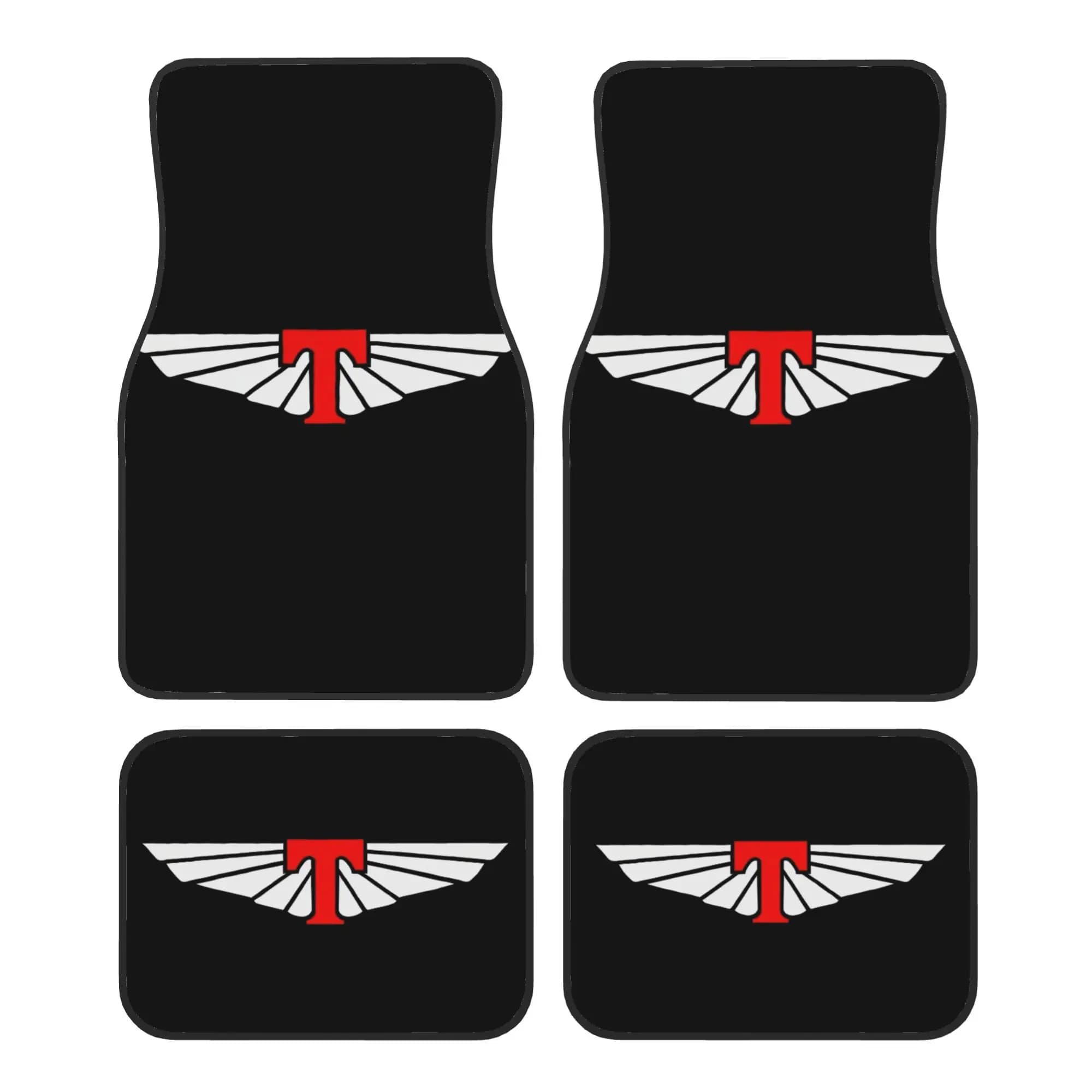Car caps with 4-piece Tickford logo, playful design with red and white logo, interior accessories of vehicles