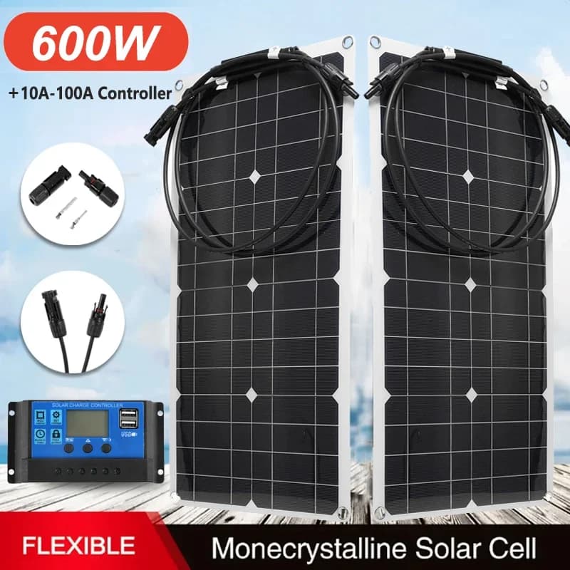 300W/600W pannello solare 18V cella solare flessibile 10A-100A Controller adatto per telefono cellulare auto RV campeggio caricatore piastra solare