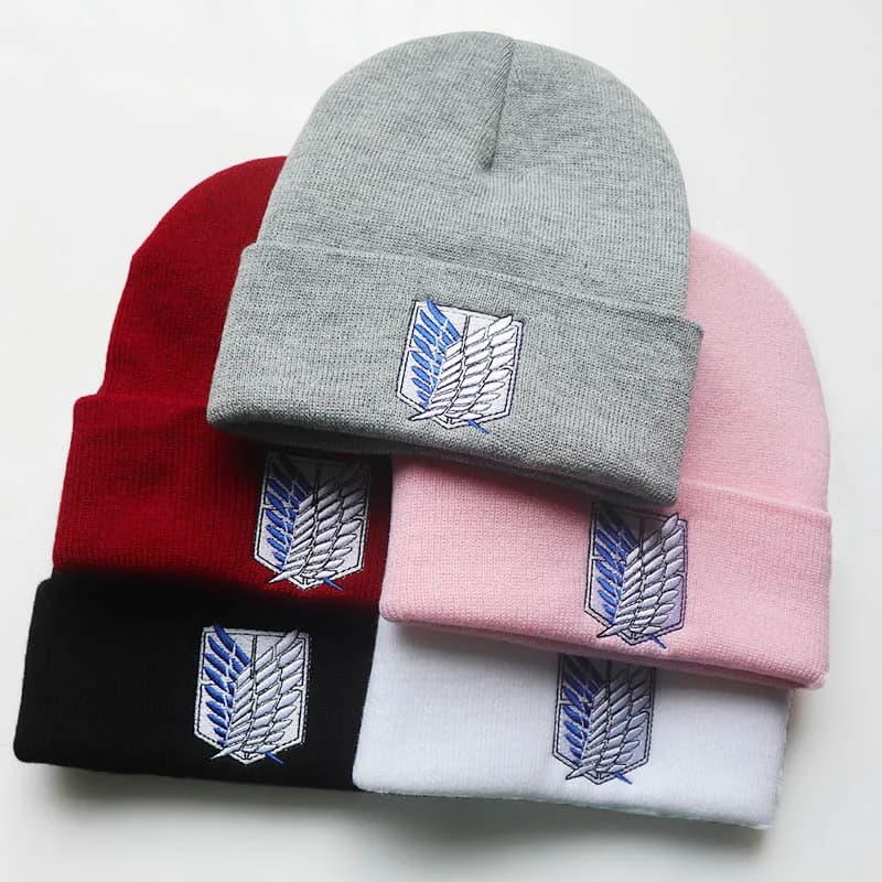 NUOVO Anime Attack on Titan Cappello lavorato a maglia con ricamo moda Nuovi uomini Donne Cappello Hip Hop Cappello invernale Moda Berretto unisex Regalo streetwear