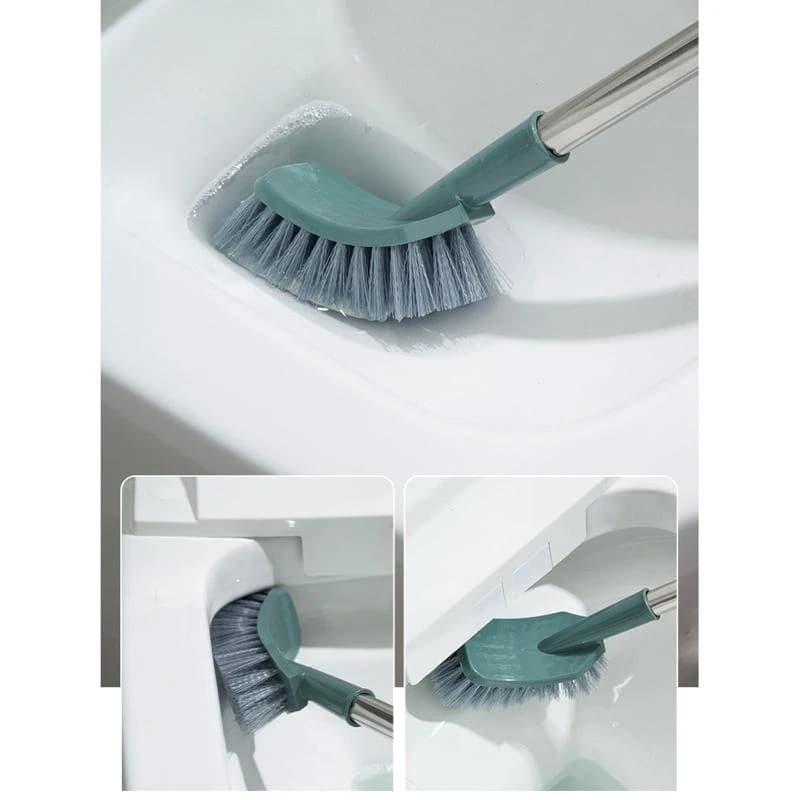 Scopino per WC da bagno con manico lungo in plastica antiscivolo Detergente curvo Scrubber da parete Strumento per pulizia