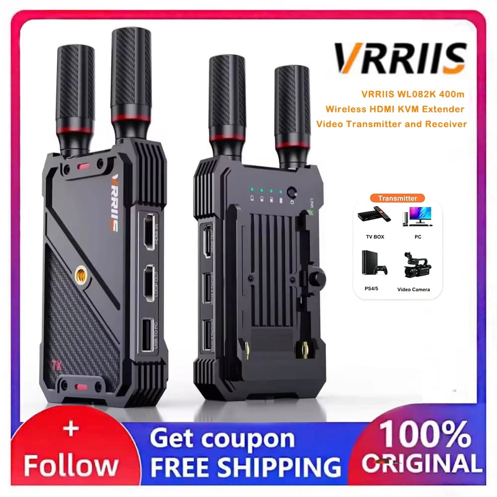 VRRIIS WL082K 400M Wireless HDMI KVM Video Extender USB Keyboard Mouse Camera Control Laptop PC Projector TV