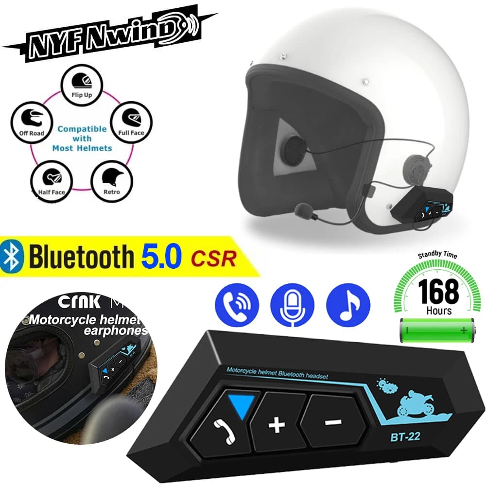 BT22 Bluetooth bike helmet headphones Wireless Motor Bike speaker headphones Stereo with soft microphone