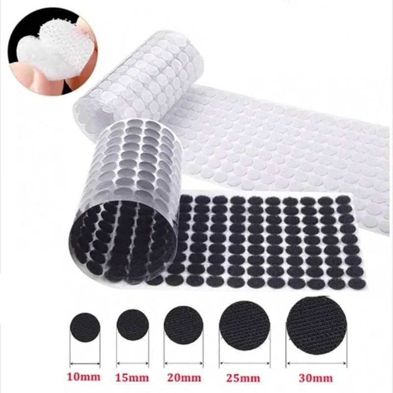 100pairs Sticky Dots Self Adhesive Hook and Loop Fastener Tape Round Coin Sticker Strong Glue for Home Use DIY Crafts 10/15/20mm