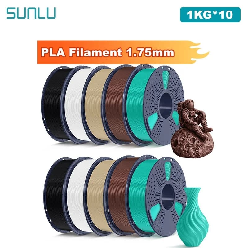 SUNLU 10KG PLA/Filament for 3D Printer Transparent Coil 1.75 mm 1000 g (2.2 pounds) Prewashed Filament without knots Suitable for most FDM printers