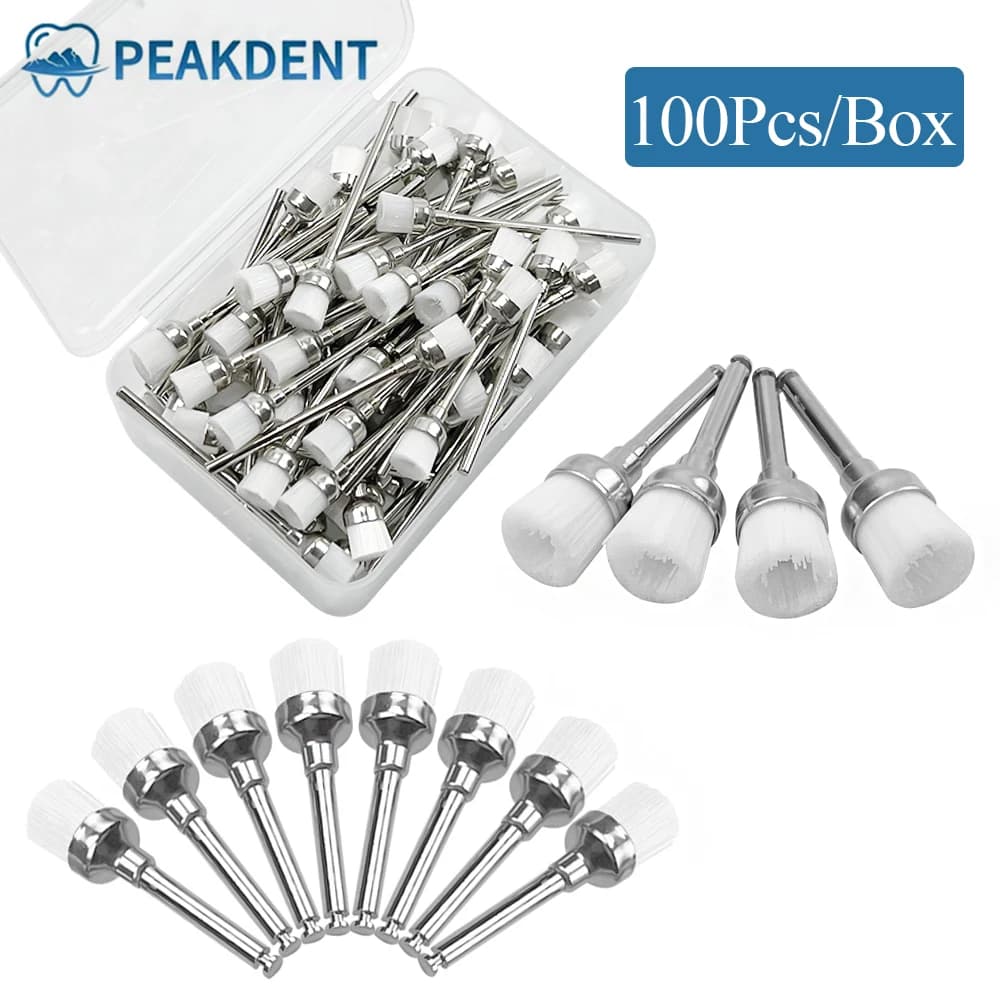 100 pz/sacchetto Spazzole monouso in nylon per lucidatura dentale, lucidatori a tazza per sbiancamento denti, strumenti per dentisti