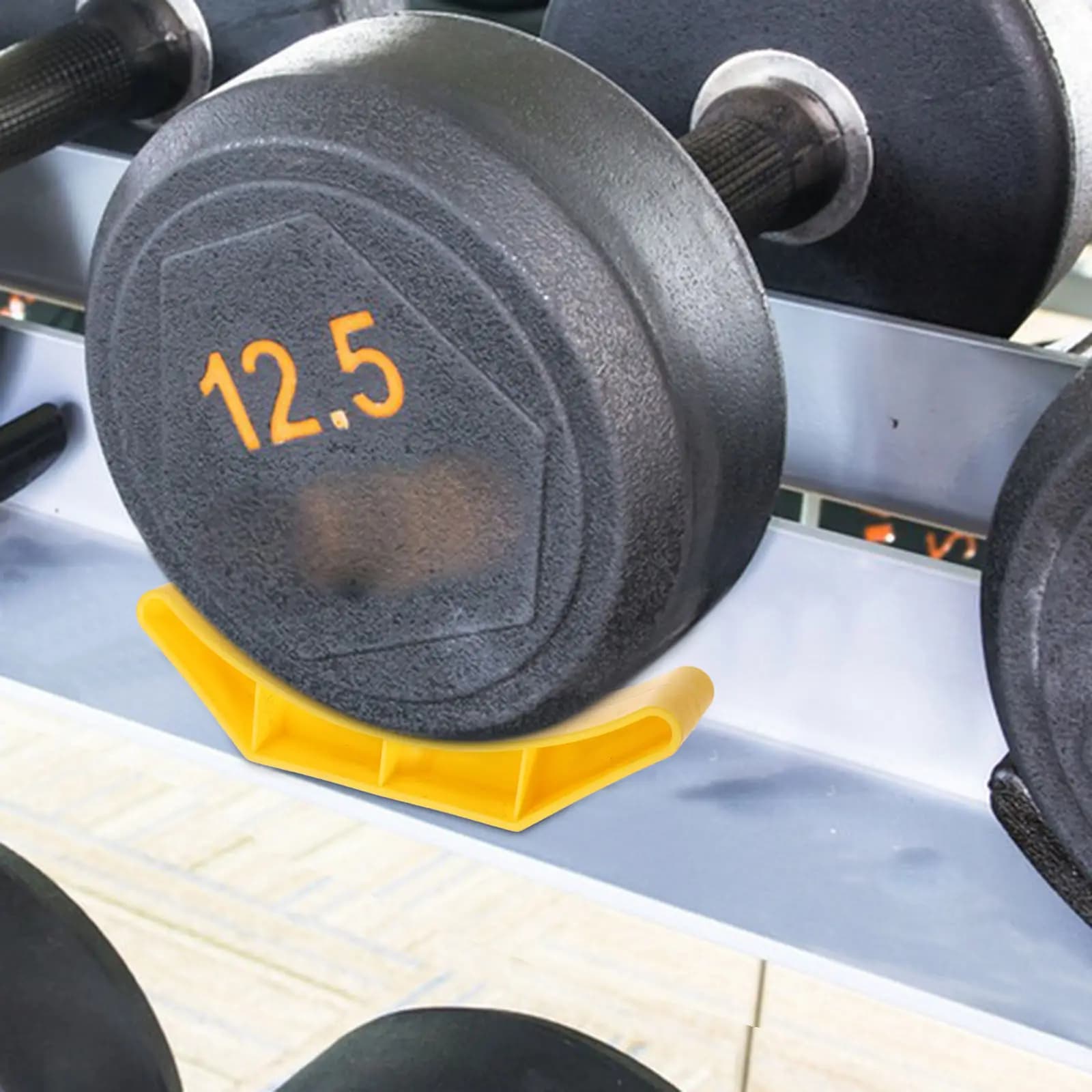 Set di 6 Supporti per Manubri Compatti Salvaspazio per Uso Interno, Protezione Antiscivolo per Pavimenti, Accessorio Fitness, Idea Regalo