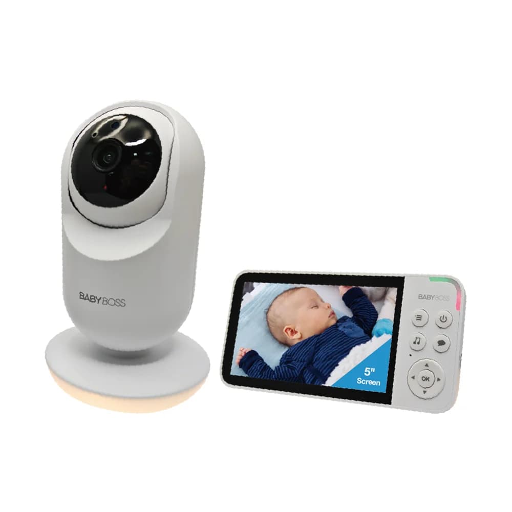 Monitor per bambini con telecamera per visione notturna da 5 pollici a 2,4 GHz con monitoraggio della temperatura e audio bidirezionale, doppia funzione