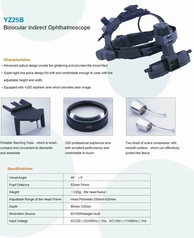 YZ25B Oftalmoscopio binoculare con retinoscopio indiretto in vendita