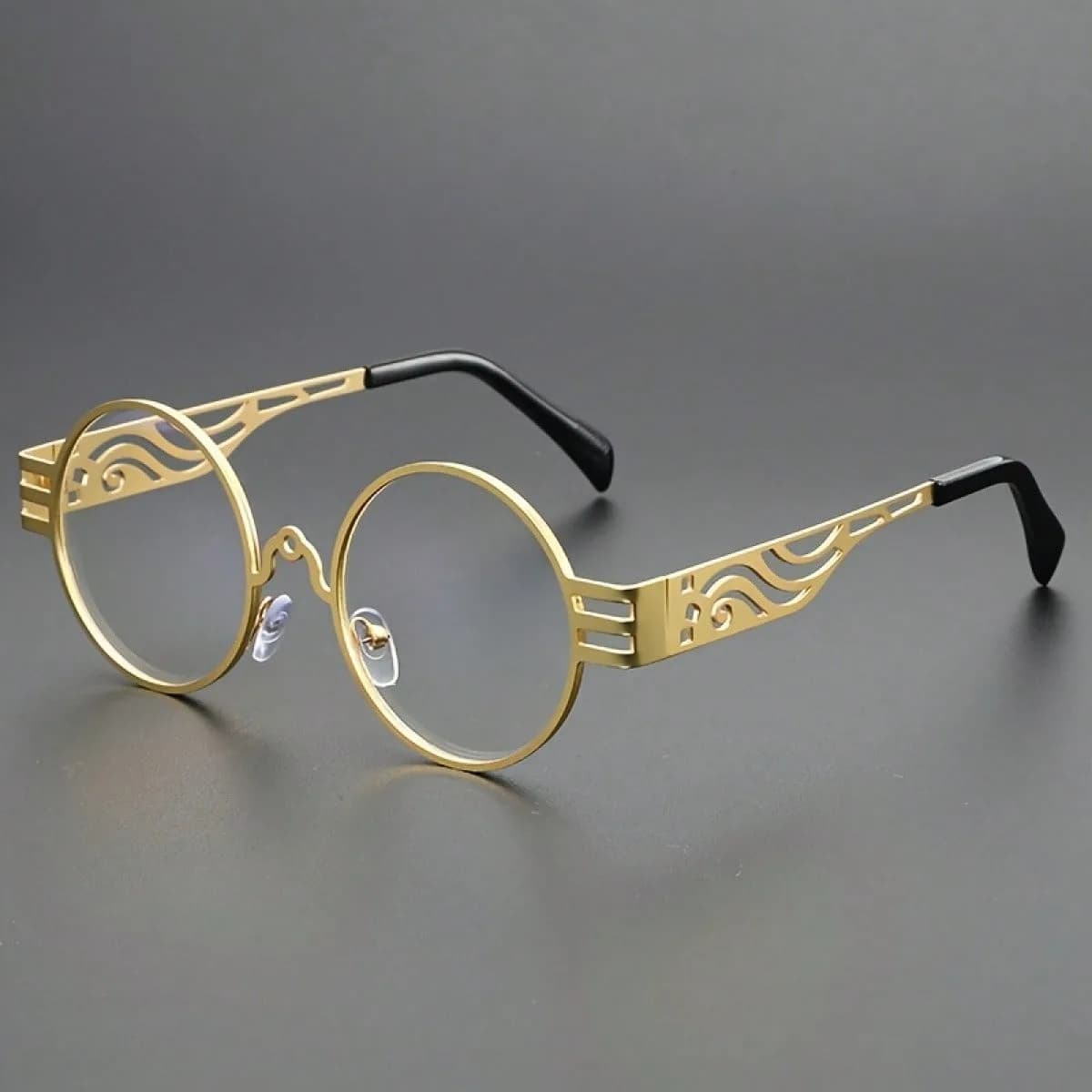 1 Pair Of Retro Steampunk Glasses - Gold Metal Frame Non-Prescription Glasses, Exquisite Leg Design - Unisex, Formal/Casual/Office/Theme Event - Retro Industrial Gothic Accessories, Hip-Hop Item, Daily Outfit, Exquisite Craftsmanship, Personality Stateme