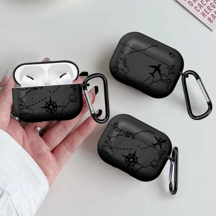Custodia Protettiva per Auricolari AirPods Pro 2 1 Pro3 Pro2 3 4 - Tema Viaggio Mondiale Aereo