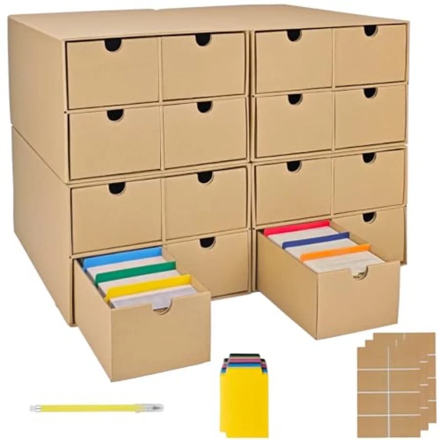 4 Set di Scatole Porta Carte Collezionabili, Include 16 Scatole da 750 Carte e 64 Divisori, Organizzatore per Oltre 12.000 Carte
