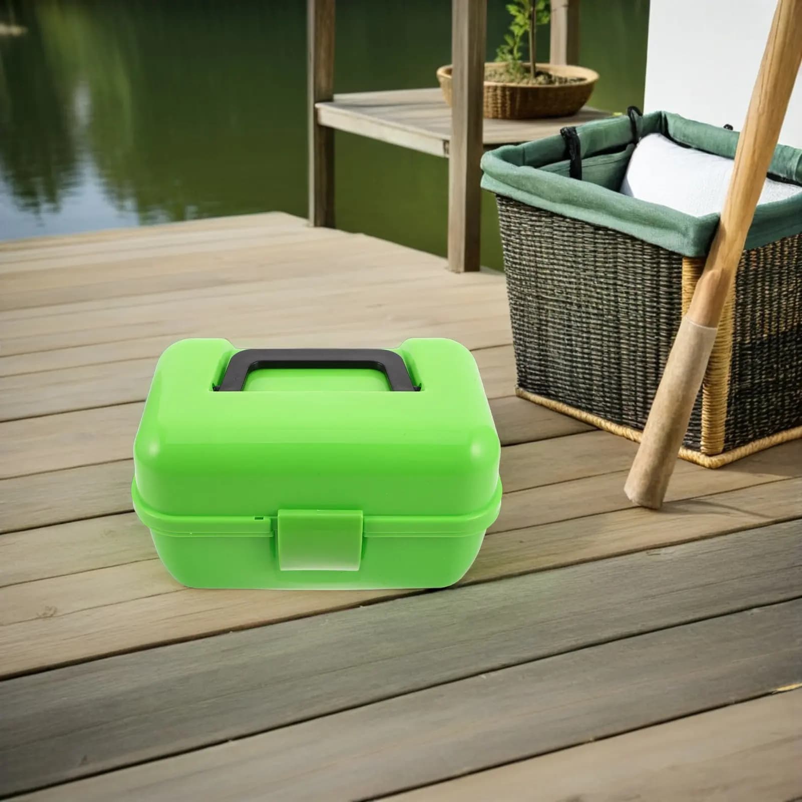 Double Layer Fishing Organizer Box, Compact Portable Container, Small Plastic Storage Box, Exterior Packing Kit