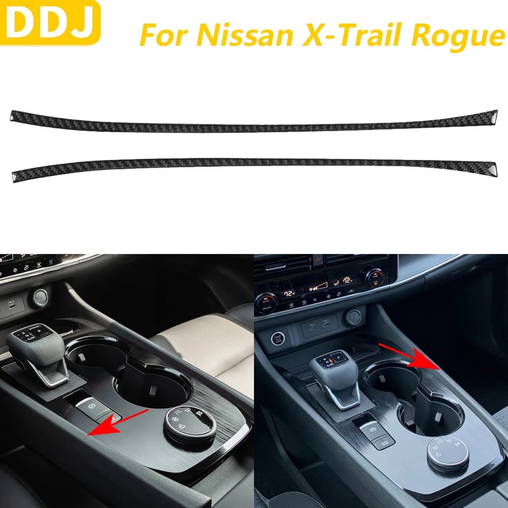 Per Nissan X-Trail Rogue 2021-2024 In Fibra di Carbonio Del Cambio Portabicchieri di Acqua Entrambi I Lati Strisce Decorative Accessori Auto adesivo