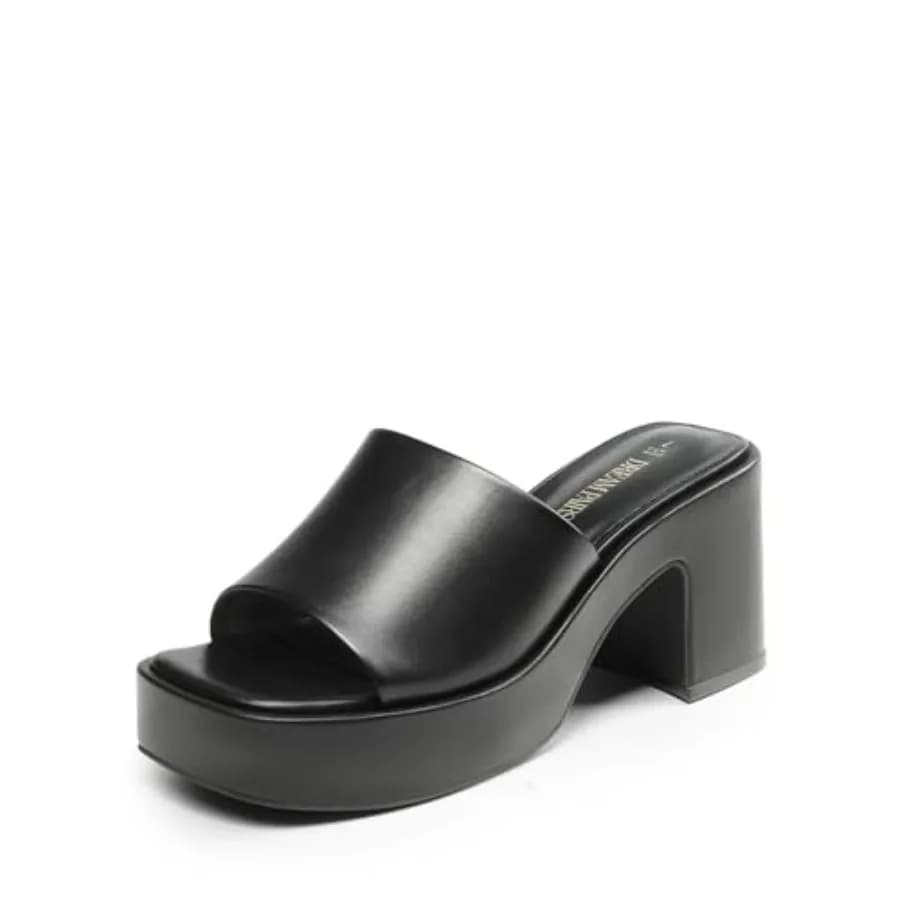 Sandali con Tacco Alto e Plateau per Donne, Comodi e alla Moda, con Punta Quadrata Aperta e Tacco a Blocco