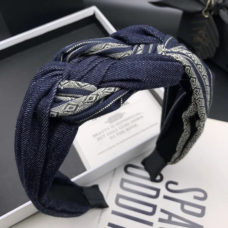 Retro Fashion Color Blocked Woven Hair Clip, Women's High Skull Top, High Cold Wind Headwear, Outdoor Hair Compression and Face