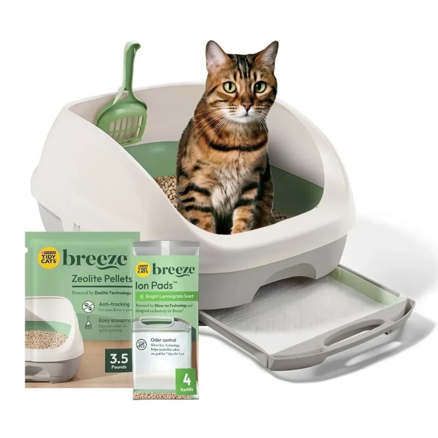 Purina Breeze Cat Litter Box System Kit with Pellet Cat Litter, Litter Box, and Litter Box Pads