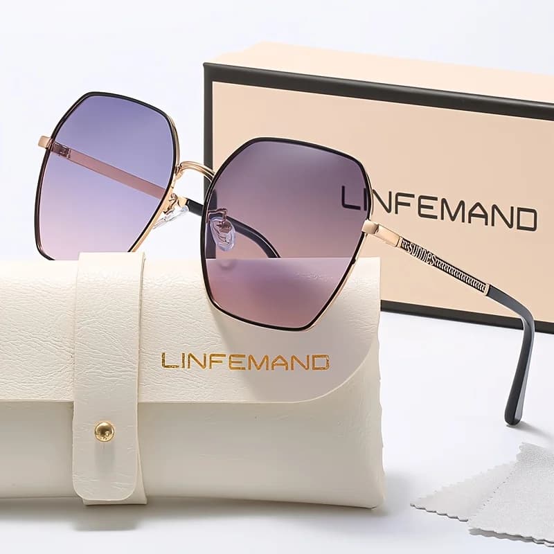 LINFEMAND Occhiali da sole da donna classici con montatura in metallo con lenti sfumate UV400 Viaggi estivi Essenziale Guida Ciclismo Festival Regalo