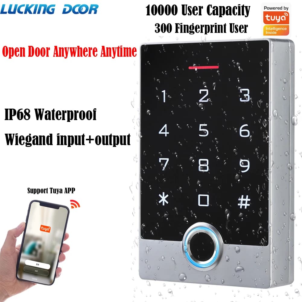 Tastiera per impronte digitali con controllo accessi porta WiFi intelligente Tuya con lettore di schede NFC/IC/RFID Custodia in metallo Sblocco remoto