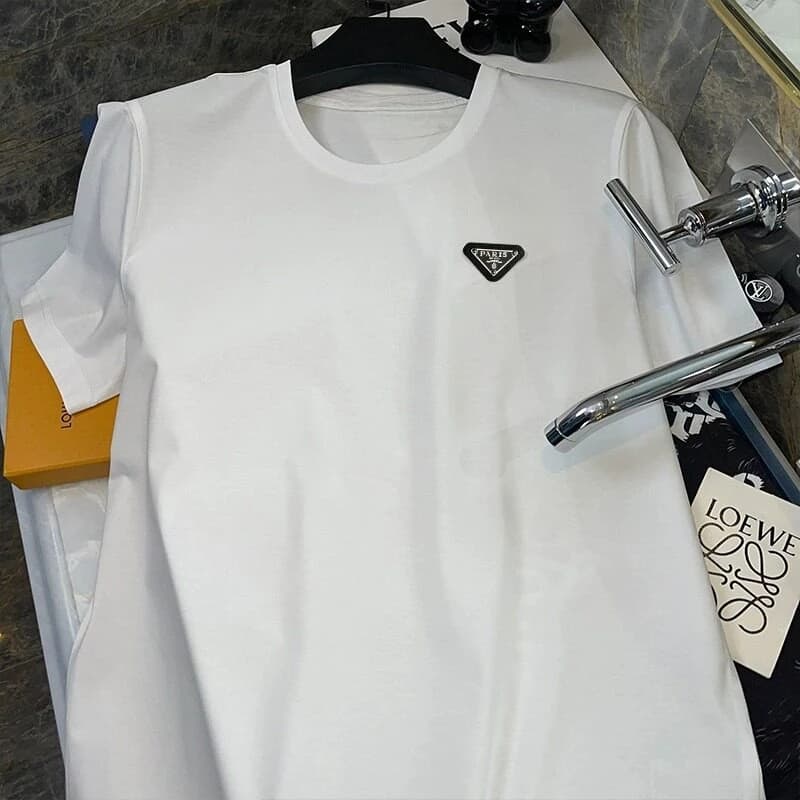 T-shirt Casual con Triangolo Invertito, Stile Street Trendy, Marca di Lusso per Uomo e Donna