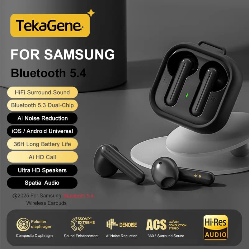 Per Samsung Auricolare wireless Bluetooth con custodia di ricarica Suono HiFi con microfono Cuffie Bluetooth per Galaxy S25 S24 S23 Ultra
