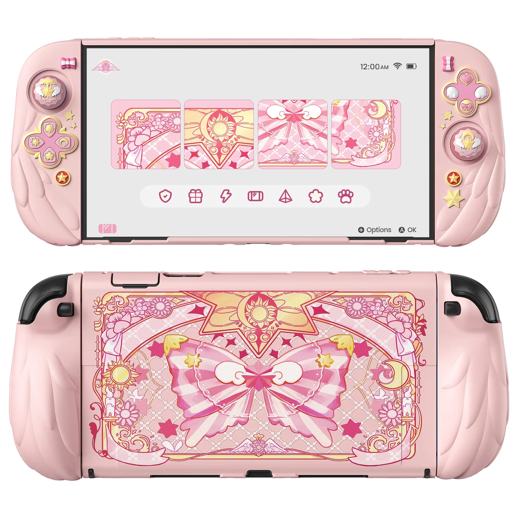PlayVital Magic Wings Custodia in silicone dockingabile per Nintendo Switch 2 – Cover protettiva anime con supporto regolabile e cappucci per i pollici