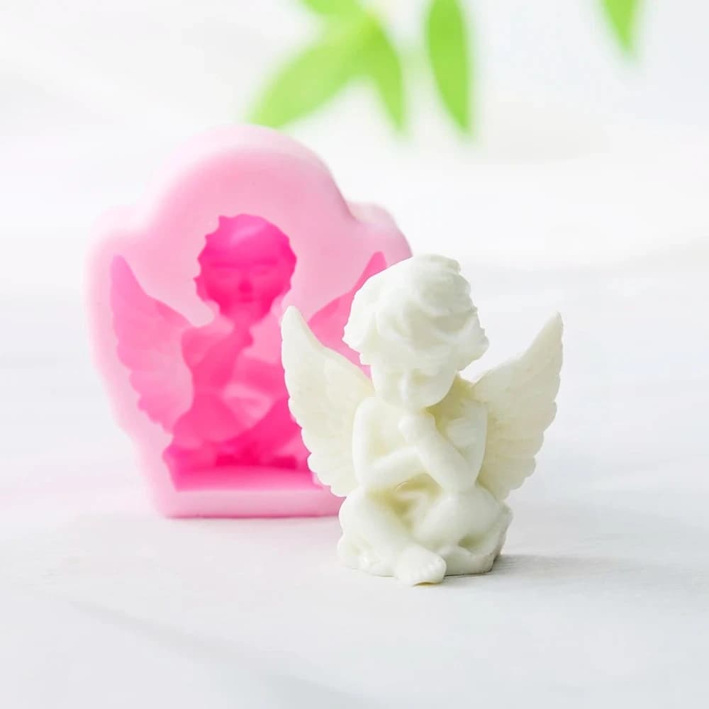 Diy 3d Little Angel Silicone Molds Water Column Fountain Fondant Chocolate Plaster Epoxy Resin Mold Cake Decoration Accessories