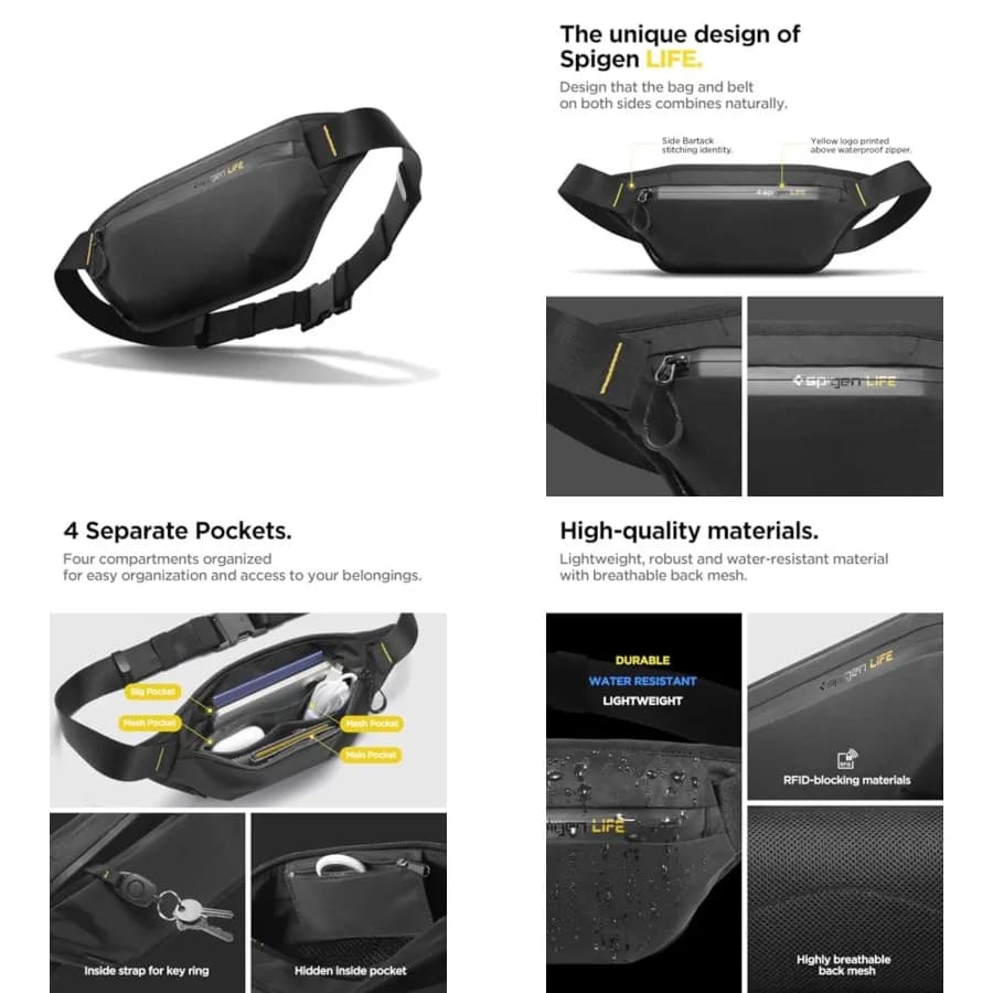 Marsupio porta passaporto Life, portafoglio da viaggio nascosto e sicuro con 4 tasche separate, borsa da vita, resistente all'acqua, durevole