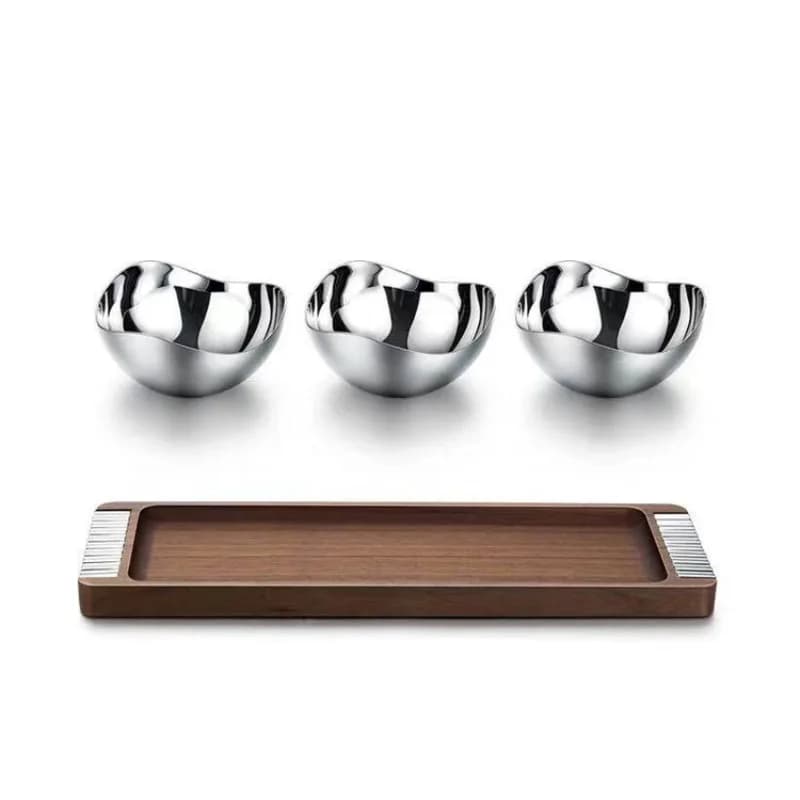 Set di piatti per frutta secca in stile nordico di lusso, ideale per hotel, bed and breakfast, soggiorno, camera modello, ingresso e snack.